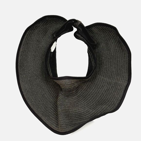 Sun Visor Hat Wide Brim Brown Woven Bow Adjustable Outdoor Shade Travel Packable - Picture 4 of 7